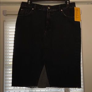 Brand new- distressed black jean skirt